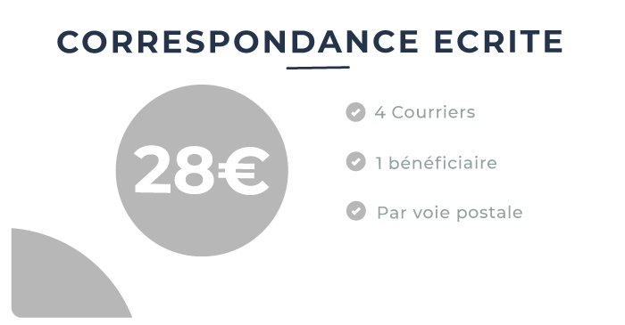 tarif correspondance ecrite, 4 courriers, 1 bénéficiaire, par voie postale